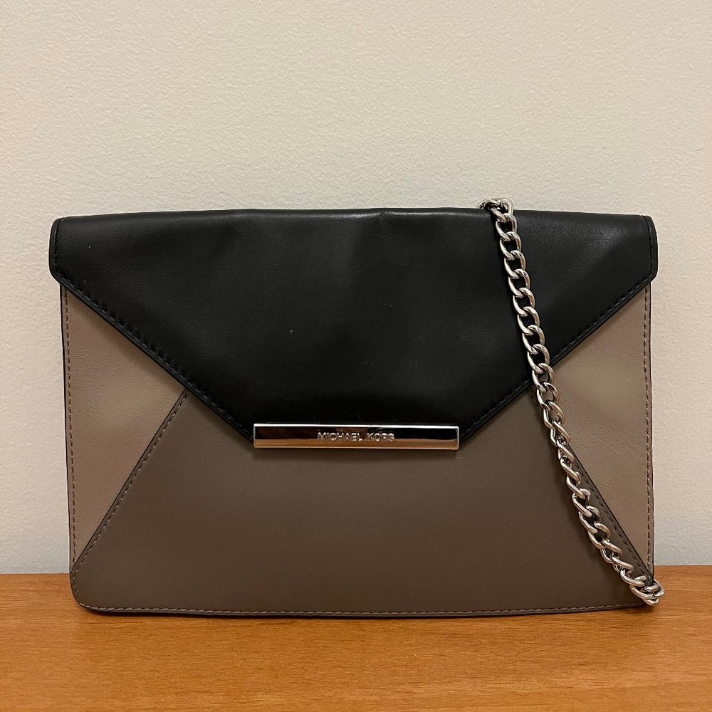 Michael Kors Tricolor Flat Clutch with Silver Chain
